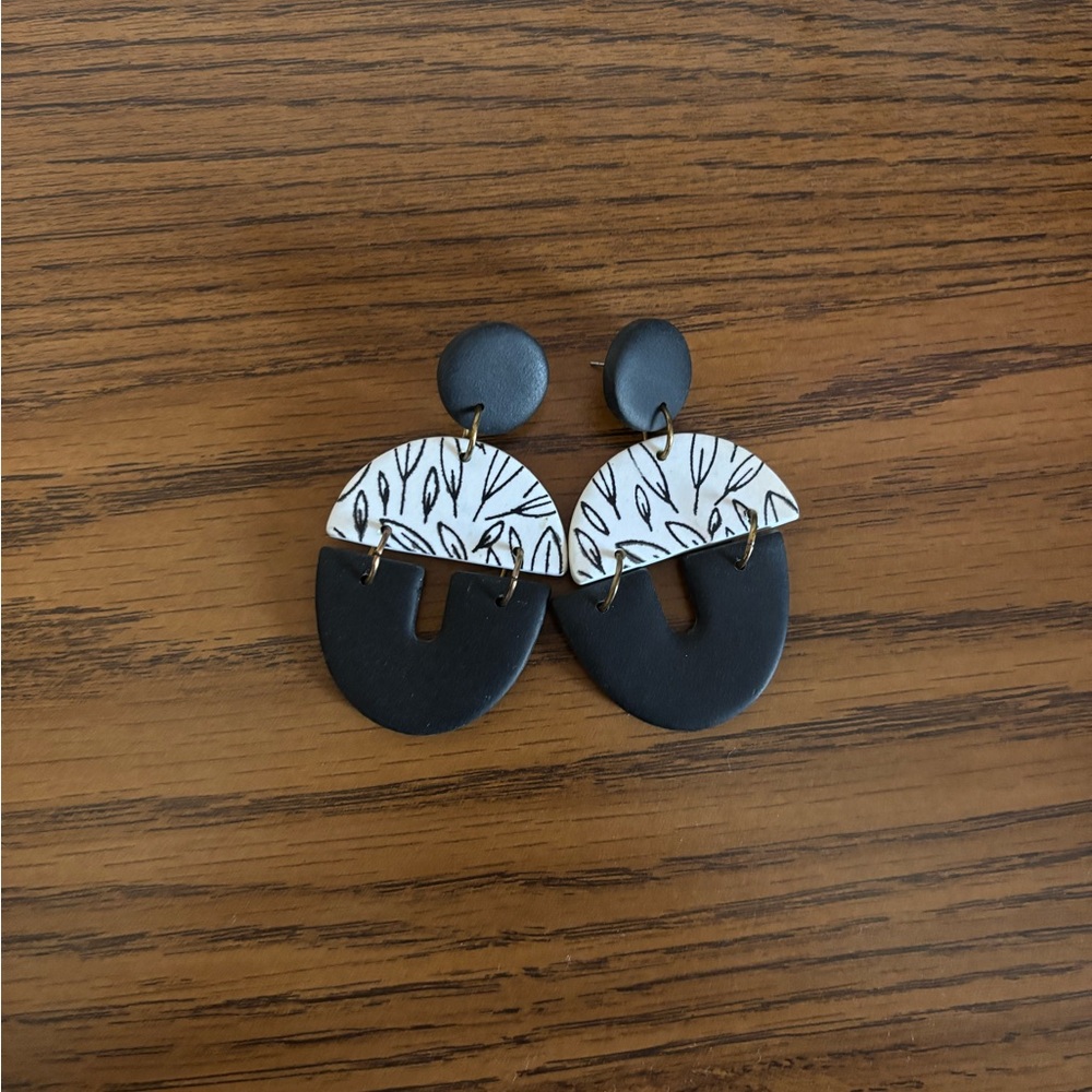 Stylish Black and White Patterned Earrings